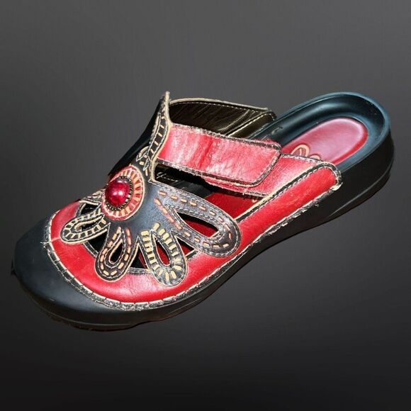 Corkys Women's Elite Coastal Hand Painted Leather Bump Toe Sandals Size 7 US 37 - Picture 1 of 6